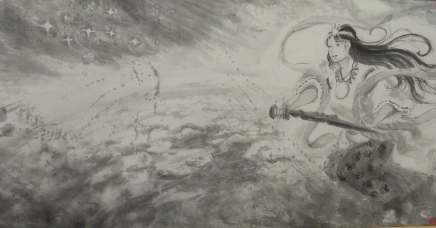 水墨画：天照大神｜リカオン