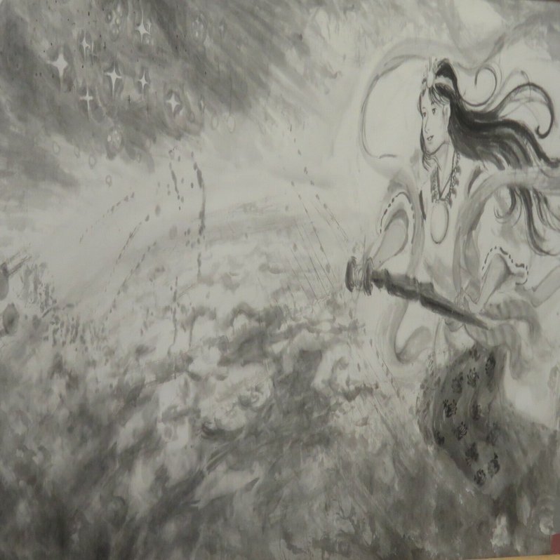 水墨画 天照大神B4サイズ 斎庭の稲穂｜リカオン