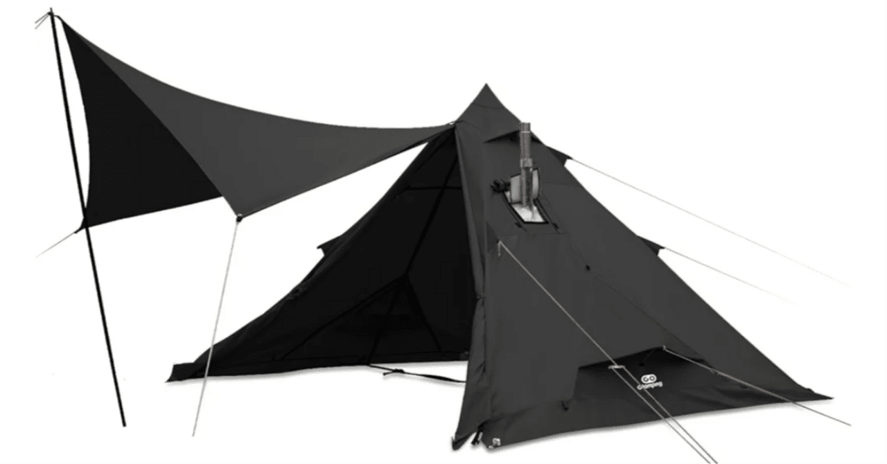 GOGlamping 山稜二又ティピーテントTC180 1人用ソロ TCテント黒