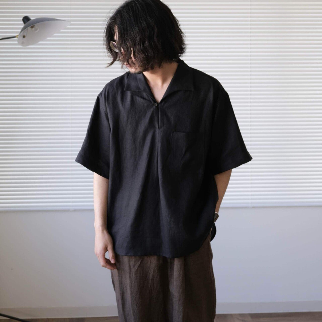 Gorsch ゴーシュ リネンシャツ カプリシャツ スキッパーシャツ 48 Gorsch ゴーシュ リネンシャツ カプリシャツ スキッパーシャツ