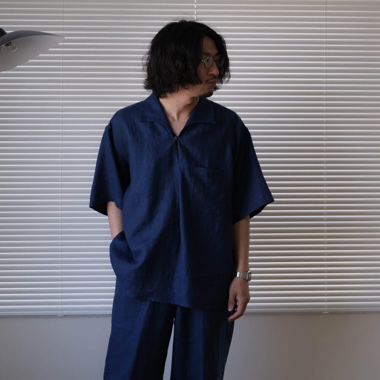 Gorsch the seamster/オックスリネンシャツ/50/リネン/BLU/07SH03