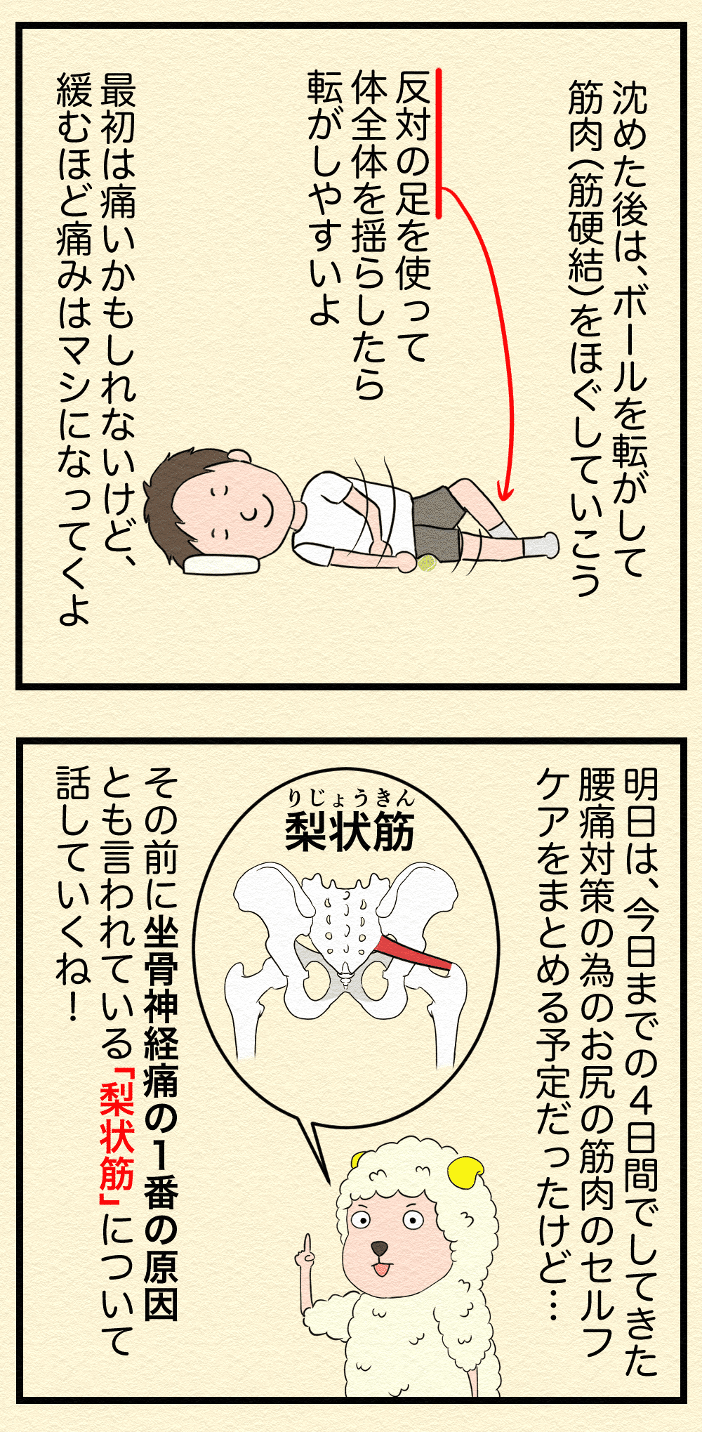 整体マンガ16 坐骨神経痛様の痛みを起こす筋肉を緩める 癒しクリエイターズ Note