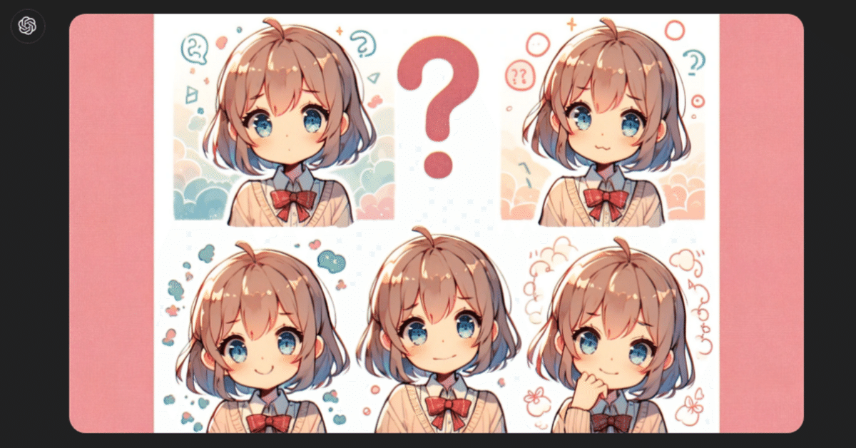 ChatGPT 4oで考えるのをやめたアニメ風の女性キャラが首を傾げて