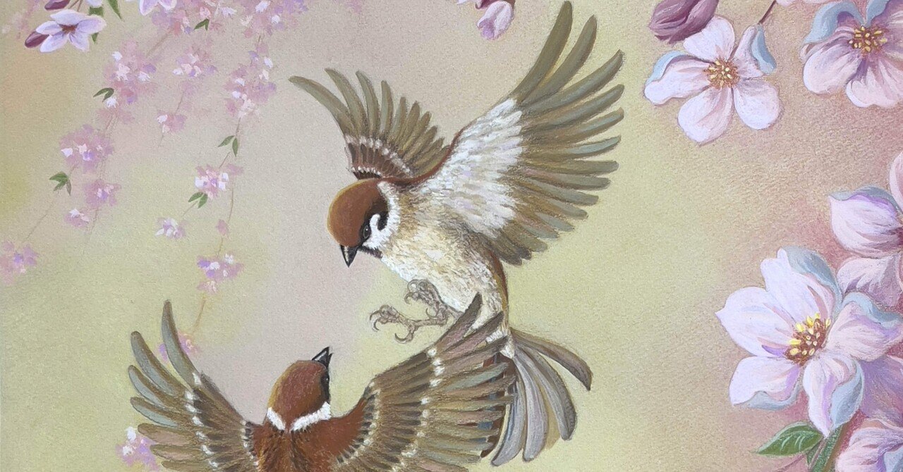 しだれ桜と雀｜Masami