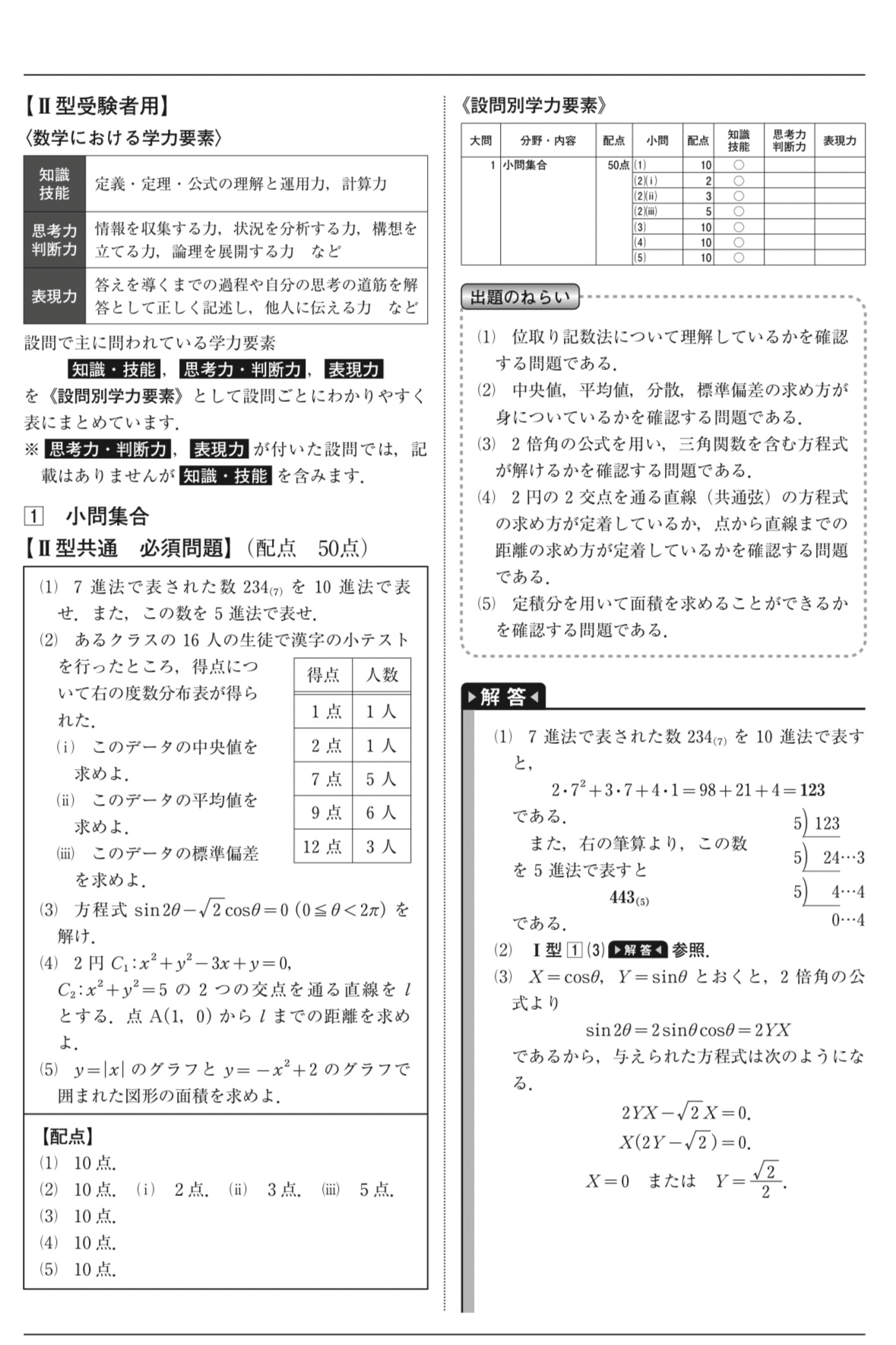 全統模試 数学 2023年 高3 第1回 過去問 解答｜ねり餅にー