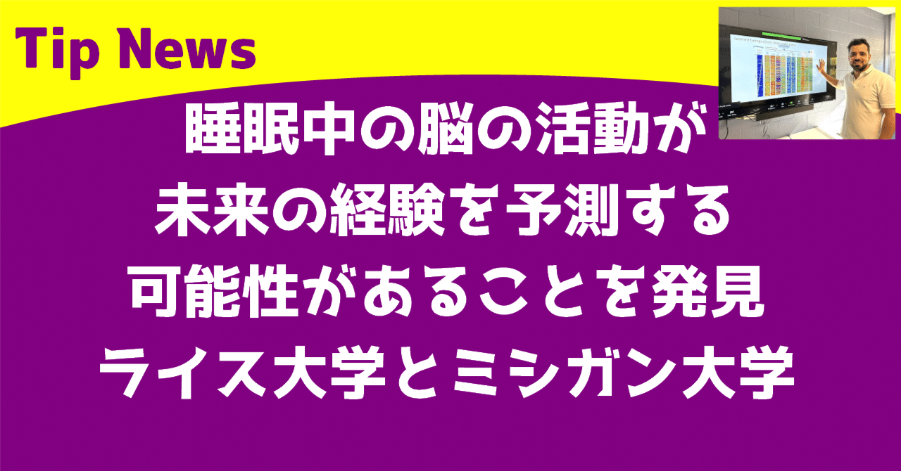 睡眠中の脳の活動が未来の経験を予測する可能性があることを発見 ライス大学とミシガン大学｜Tip News
