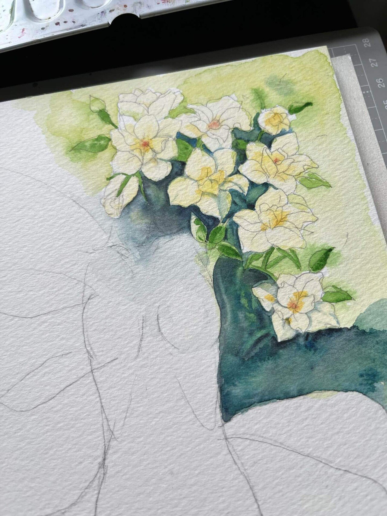 展示のみ】水彩画絵画原画『幻想花』