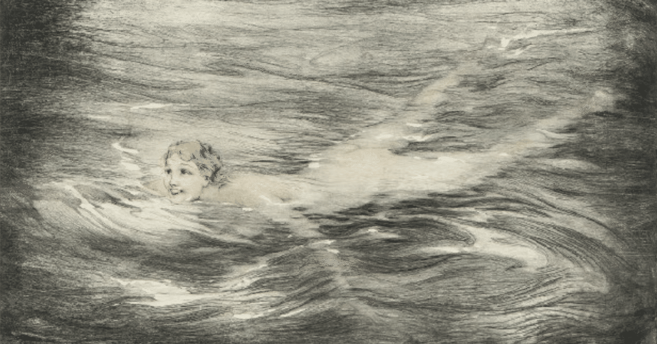 ルイ・イカール】 銅版画 / エッチング・アクアチント 「スイマー