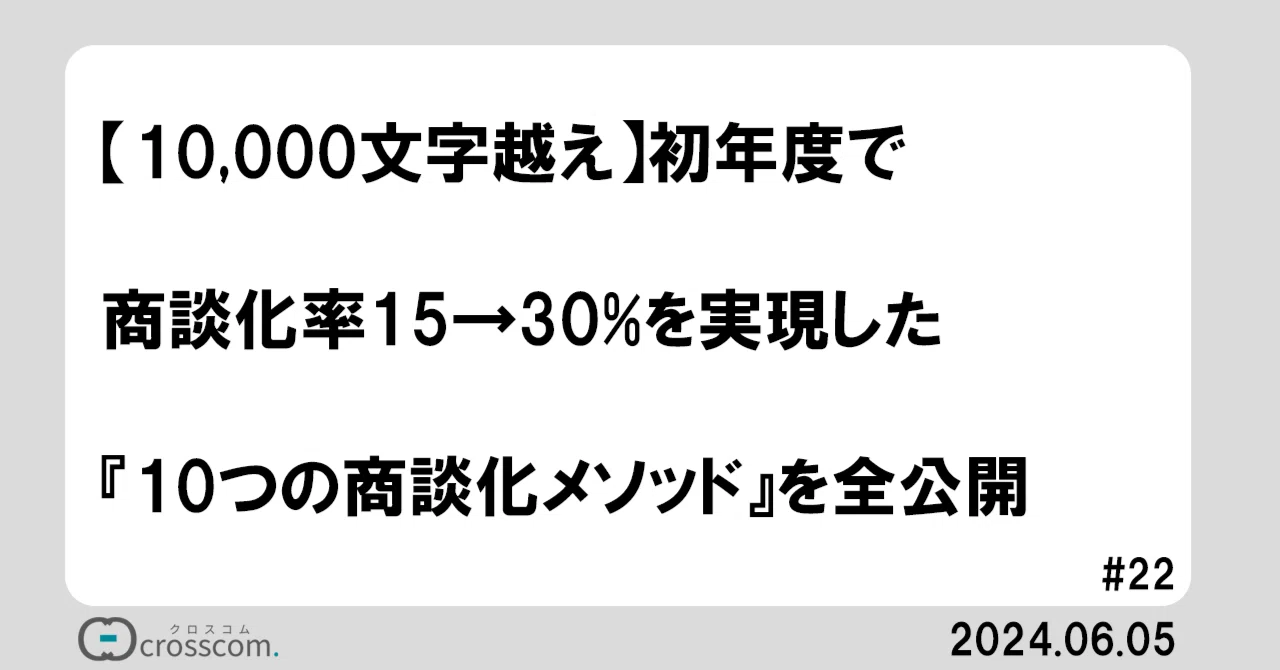 10,000文字越え】初年度で商談化率15→30%を実現した『10つの商談化