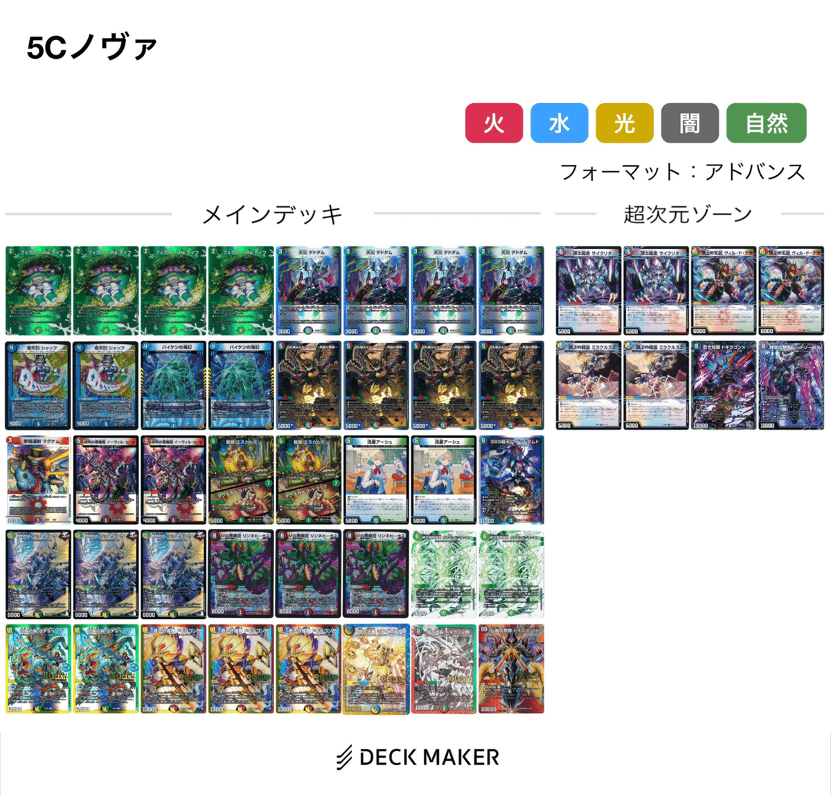 デュエマ デッキ ノヴァ 5c 所持デッキ紹介 5Cノヴァ(アドバンス)|Conoha