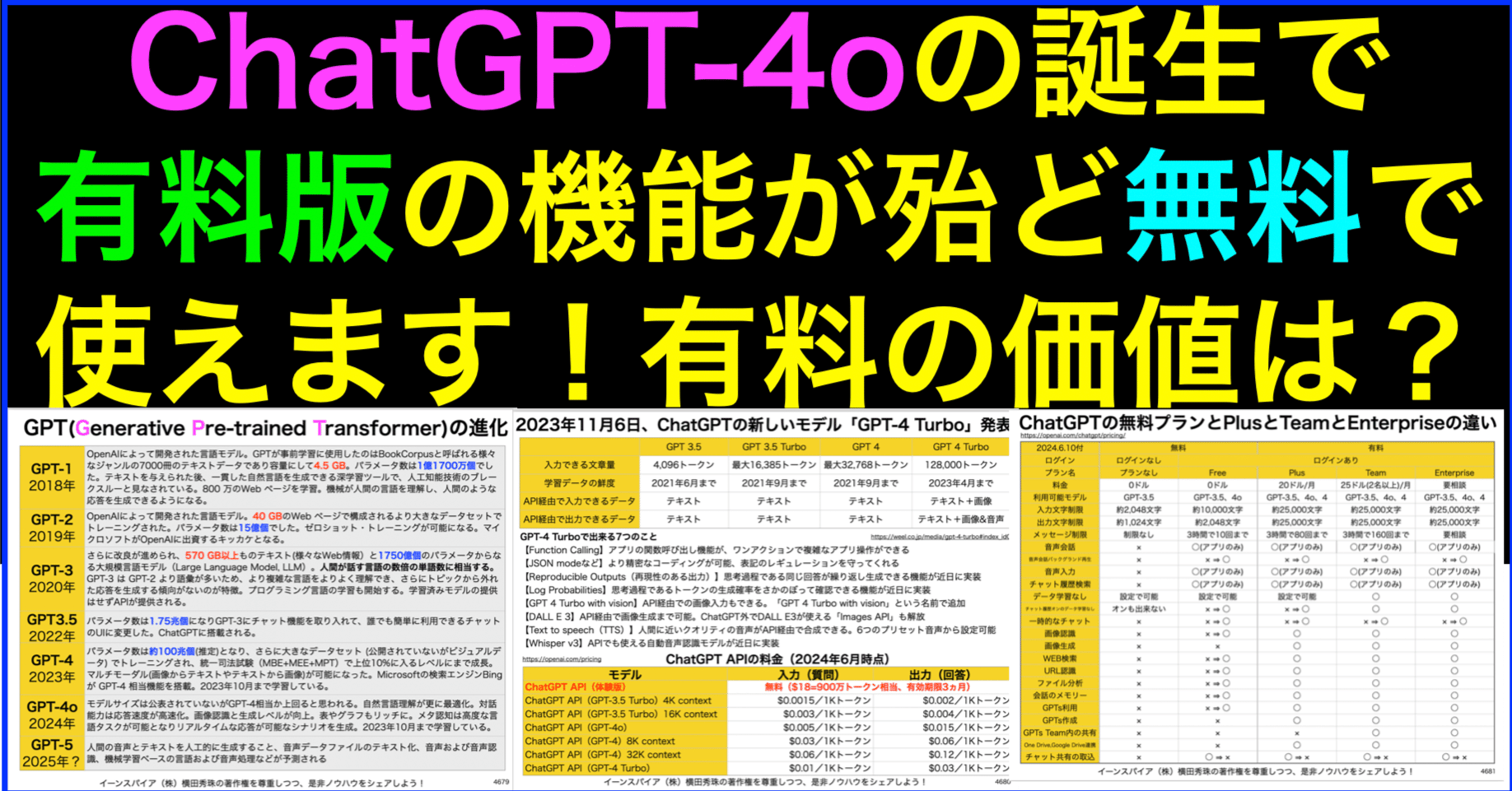 ChatGPT-4oで無料版(Free)と有料版(Plus・Team)プランの違い｜(新潟県)長岡造形大学 情報リテラシー論 講師 横田秀珠