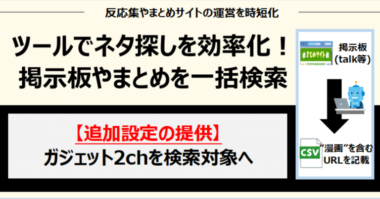 追加設定】まとめサイト「ガジェット2ch」に対応！一括検索ツール向け