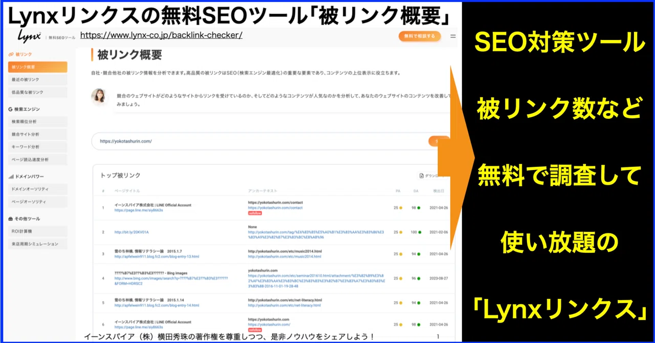 SEO対策の調査で被リンク数チェック無料ツール｢Lynxリンクス｣｜(新潟県 