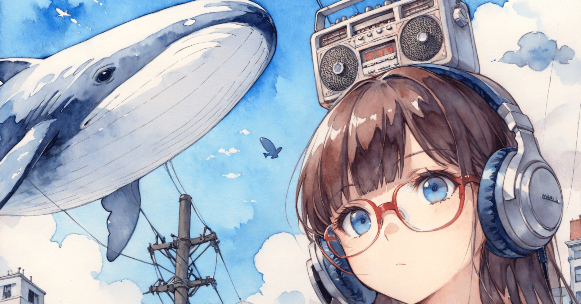 水彩風カットのメイキング｜青猫