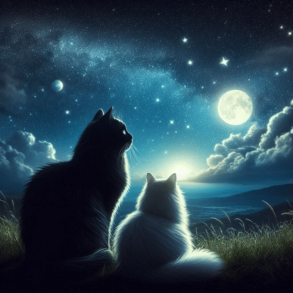 AI Art 満月と白猫と黒猫|Keiko🌈わくわくを大切に AI Art 満月と白猫と黒猫|Keiko🌈わくわくを大切に