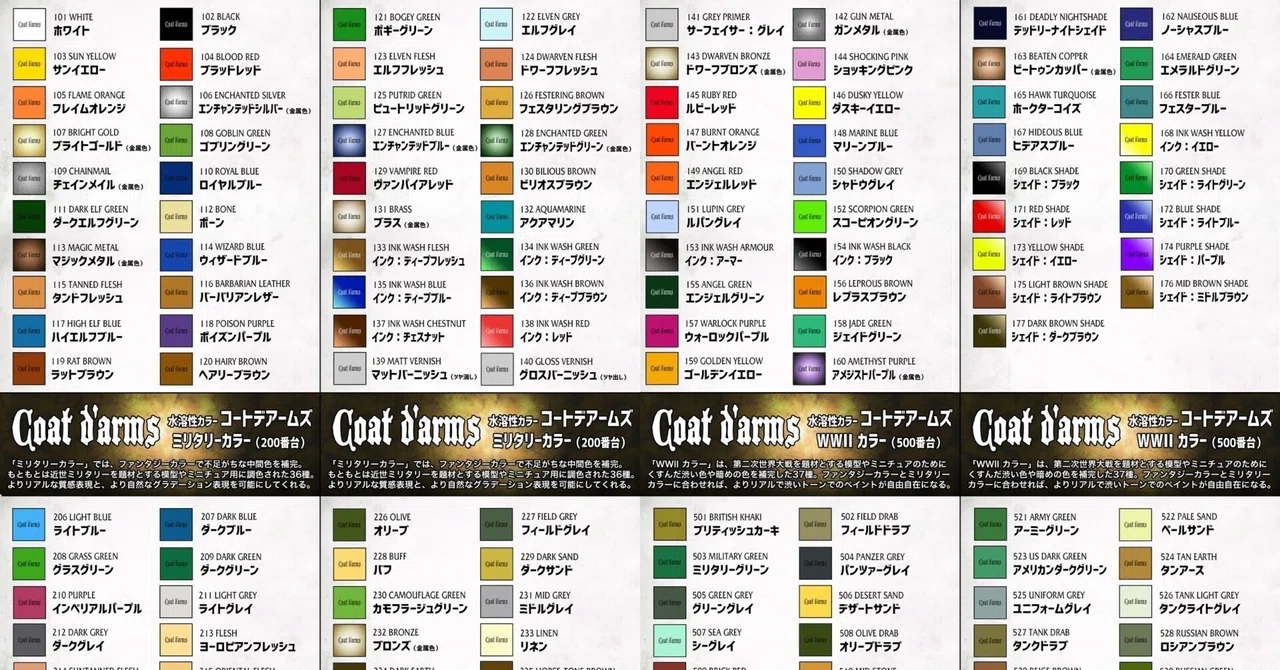🔰コートデアームズ：全150色のレンジ構成｜ハーミットイン／籾山庸爾