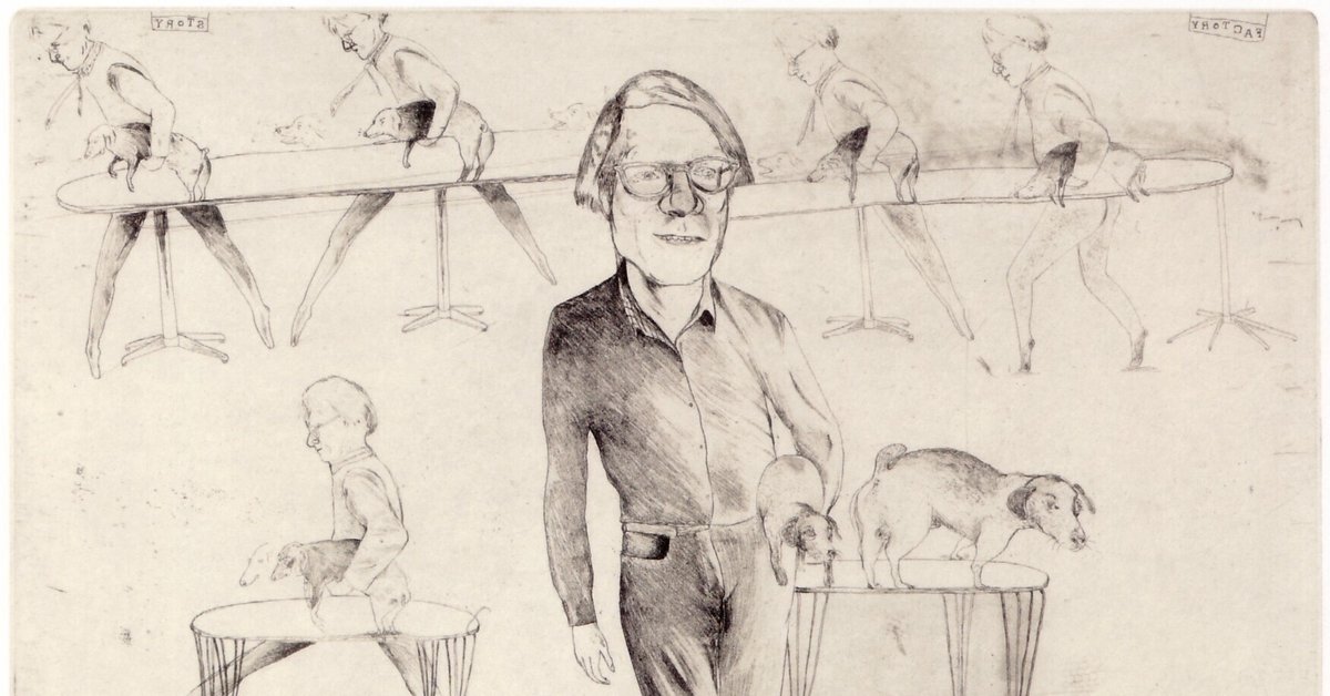 山本容子 「An Artist and his Dog - Mr.B」 銅版画 絵画 山本容子 『An Artist and his Dog - Mr.B』 銅版画 - 北海道画廊