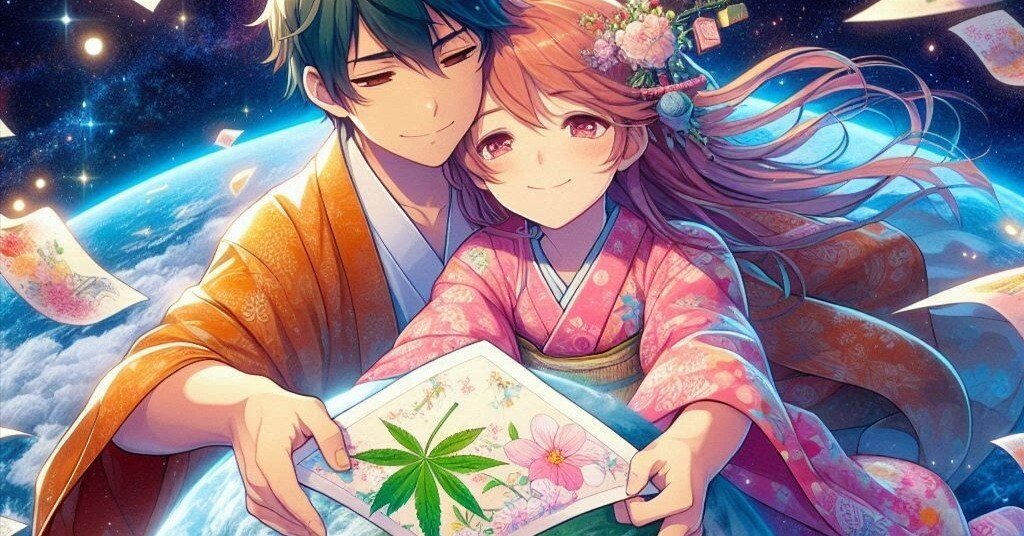 べーちゃん　夏夜の再会　シーグラス／天然石／七夕／織姫 AIイラスト 7月と言えば七夕 その②｜笑わせるセールスマン