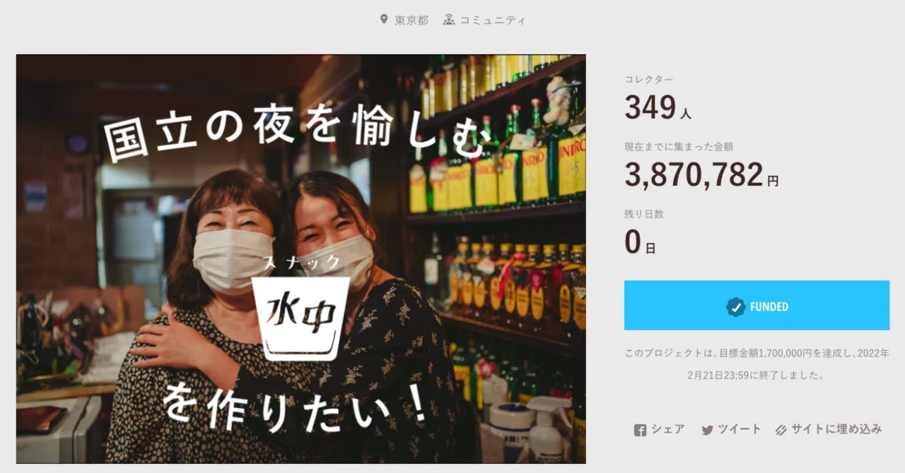 387万を集めたスナックのクラウドファンディングの始め方｜株式会社