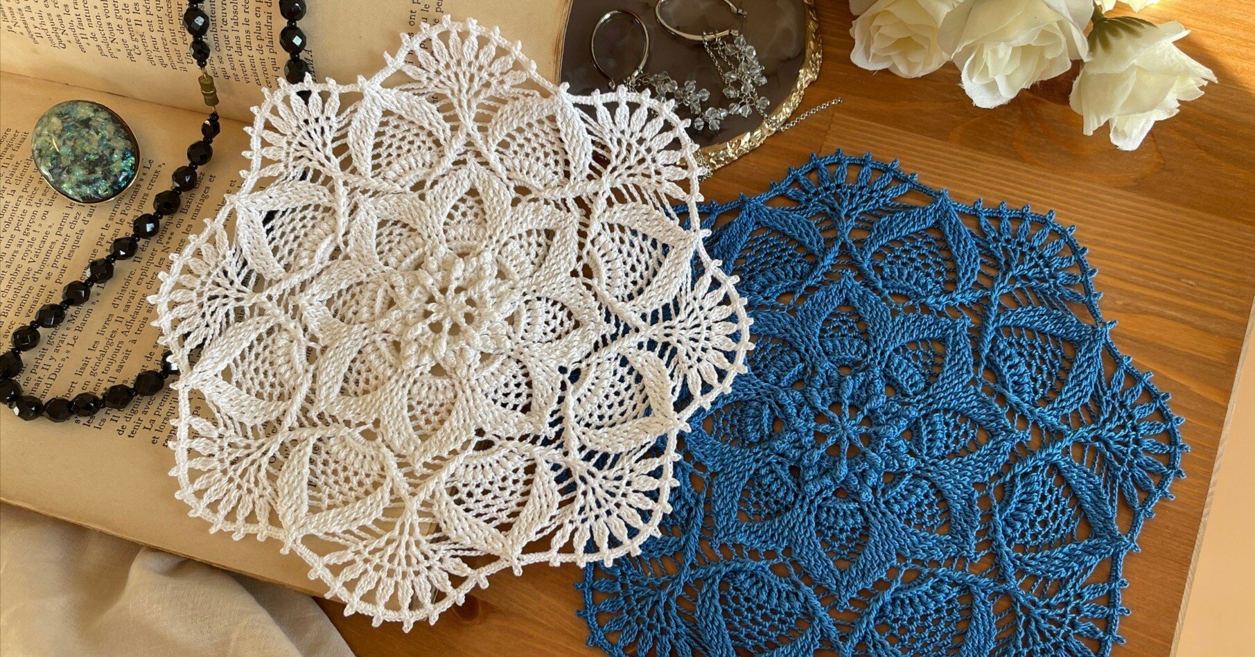 立体模様のドイリーの編み方【編み図】#41｜Rieko / Riekoのレース編み