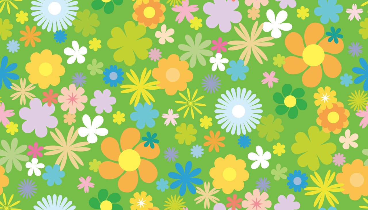 緑背景にたくさんの花が散りばめられたのシームレスパターン イラレ フォトショップ 写真 切り抜きデータ Note