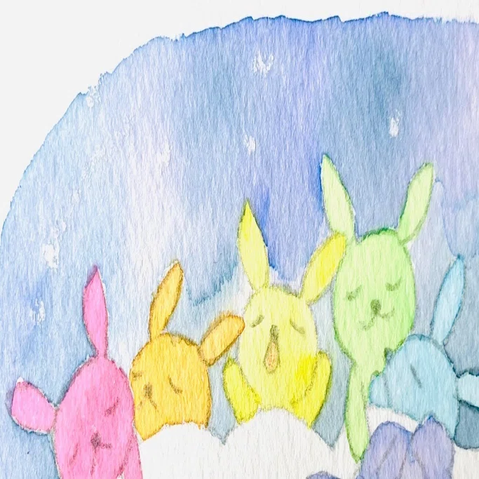 The Fluffy Rabbits on Clouds the Sun Named 🌈おひさまに なまえを