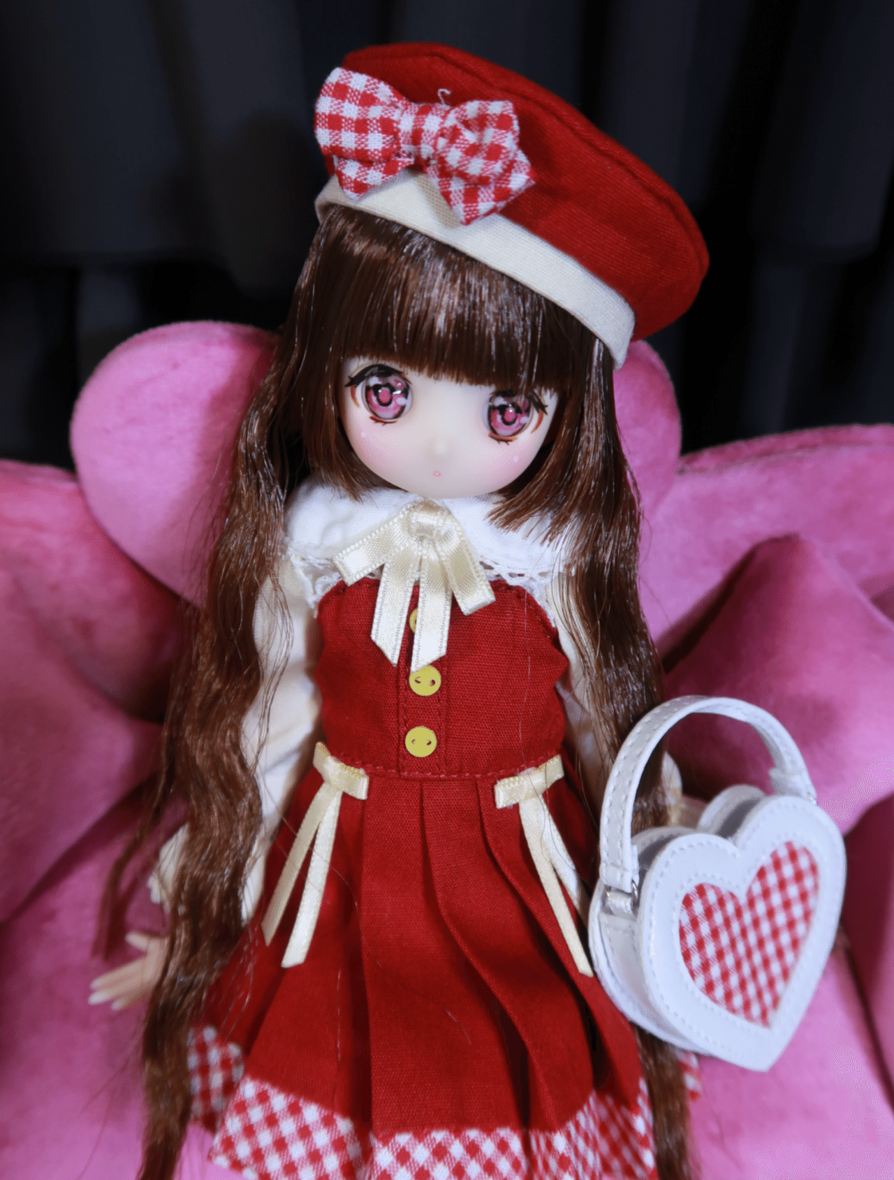 B1451★美品★Sサイズ【チャコット】赤/シフォン/トップス/おまけ付☆社交 1/6アイリスコレクトプチ るちる/おさんぽにちようび(Cherry Red