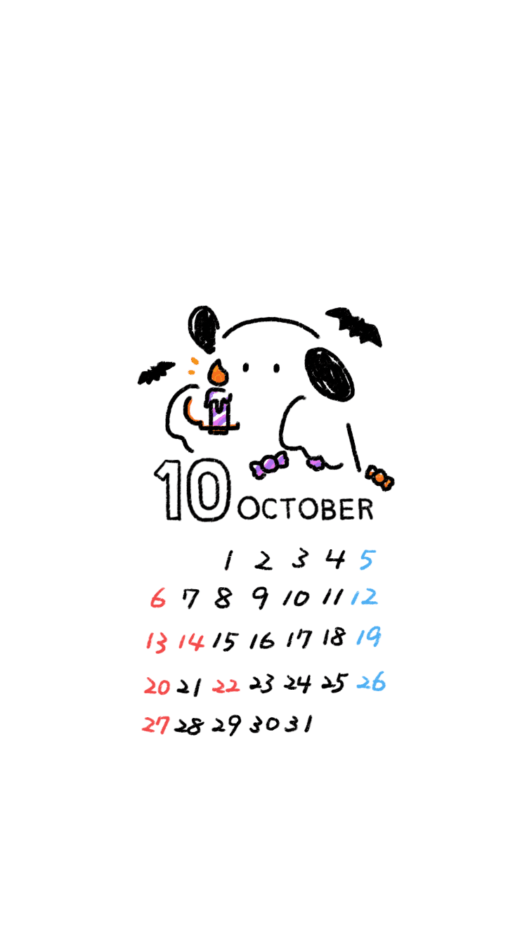 10月の待受カレンダー Dhara Note