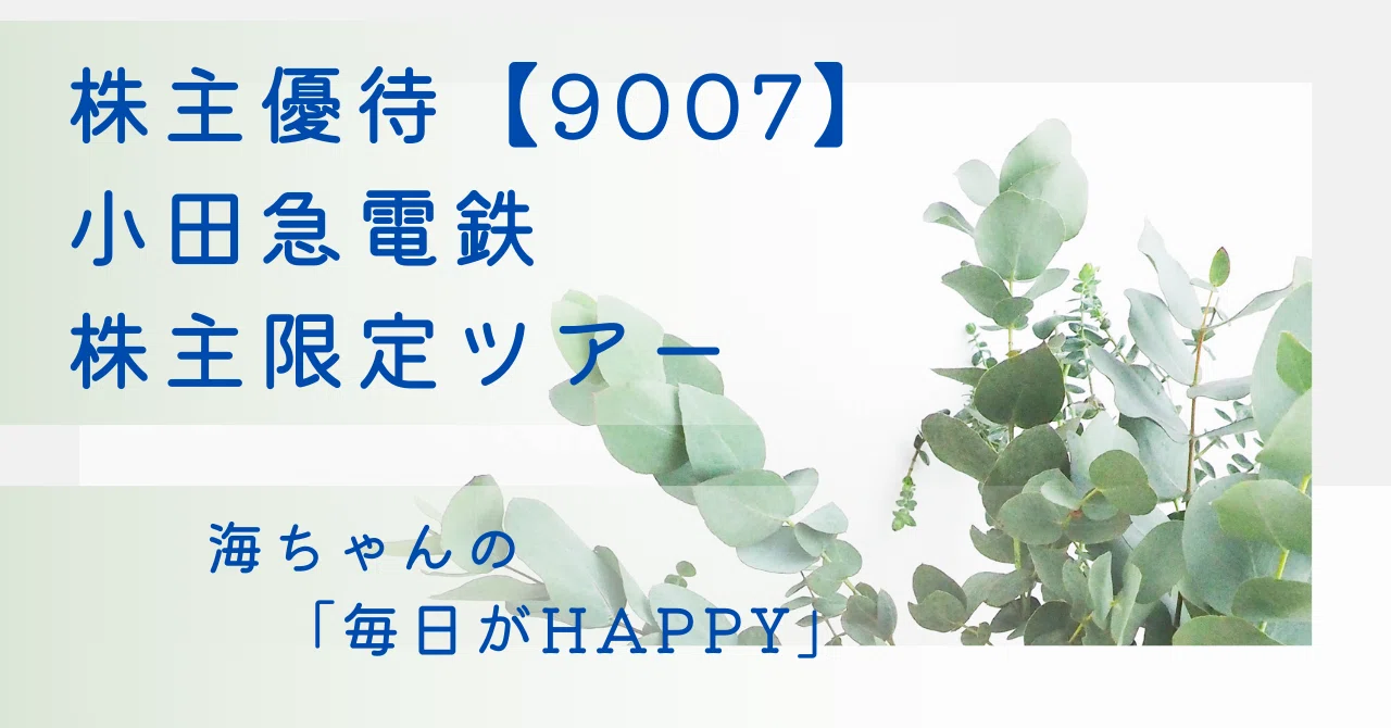 小田急電鉄（株）の株主優待【9007】2024年3月分ご紹介。海ちゃんの