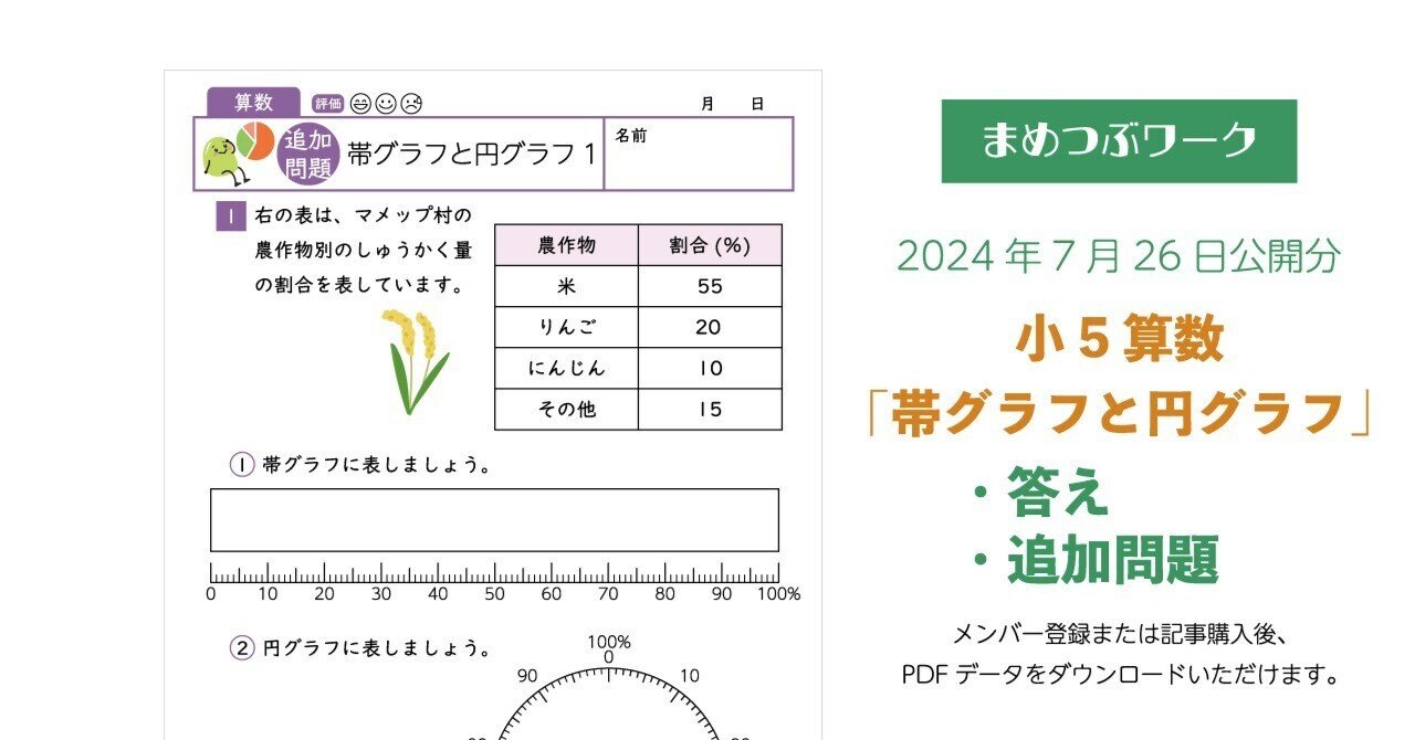 答え&追加プリント「小5・算数|帯グラフと円グラフ」2024.07.26 答え&追加プリント「小5・算数|帯グラフと円グラフ」2024.07.26