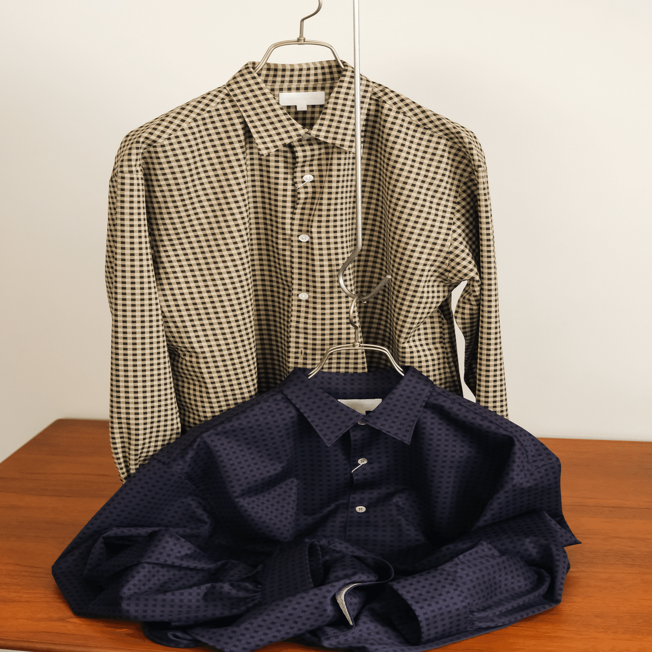 KANEMASA ウールチェックシャツ　ギンガム カネマサ“ギンガムチェック”のハイゲージニットシャツ、1LDK別注