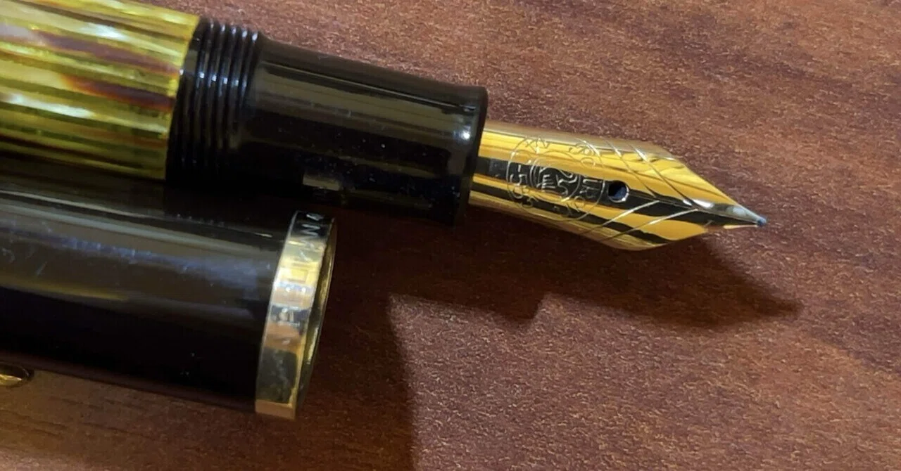 013FP-8】Pelikan 400NN(original) 茶縞 ソケットペン芯改修｜漂流物