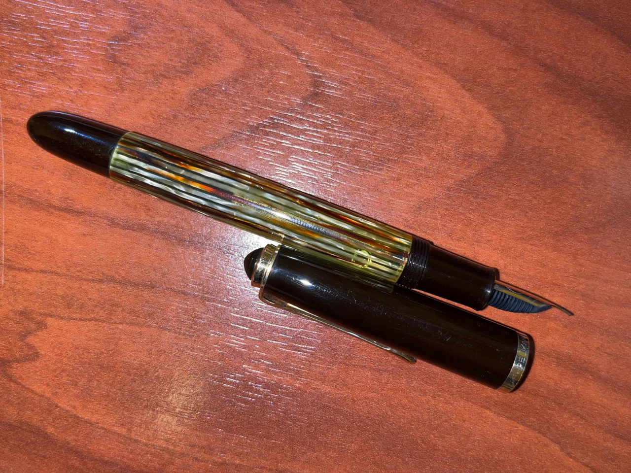 013FP-8】Pelikan 400NN(original) 茶縞 ソケットペン芯改修｜漂流物