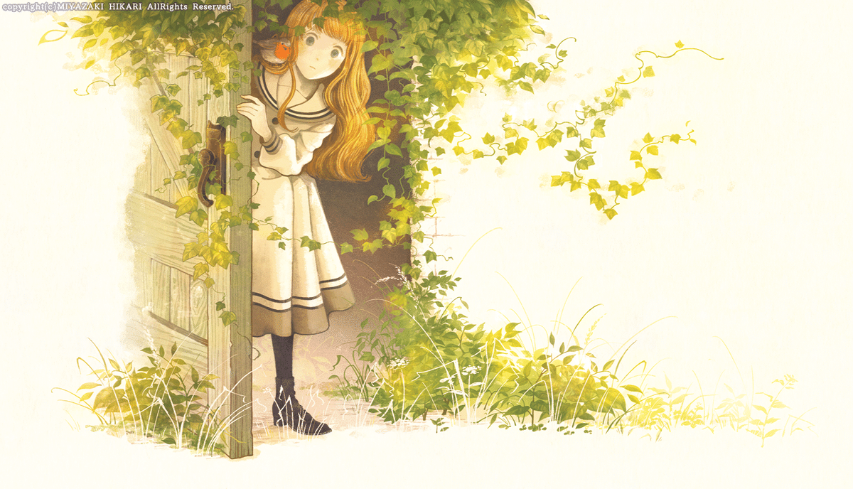 額絵　少女たちと花園　ファンタジー 額絵 少女たちと花園 ファンタジー 絵画