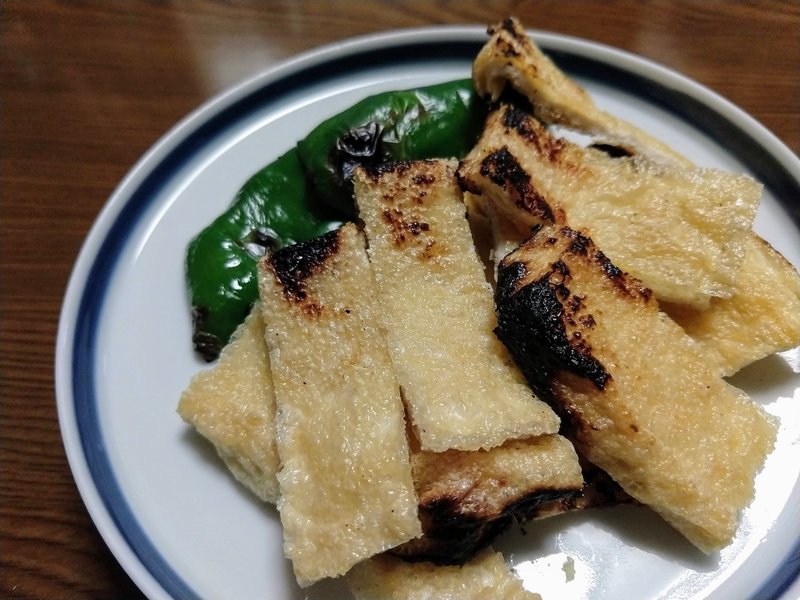 アブラカレイのから揚げ 薄揚げとピーマンの炙り ハラダコオジ Note アブラカレイのから揚げ 薄揚げとピーマンの炙り ハラダコオジ Note