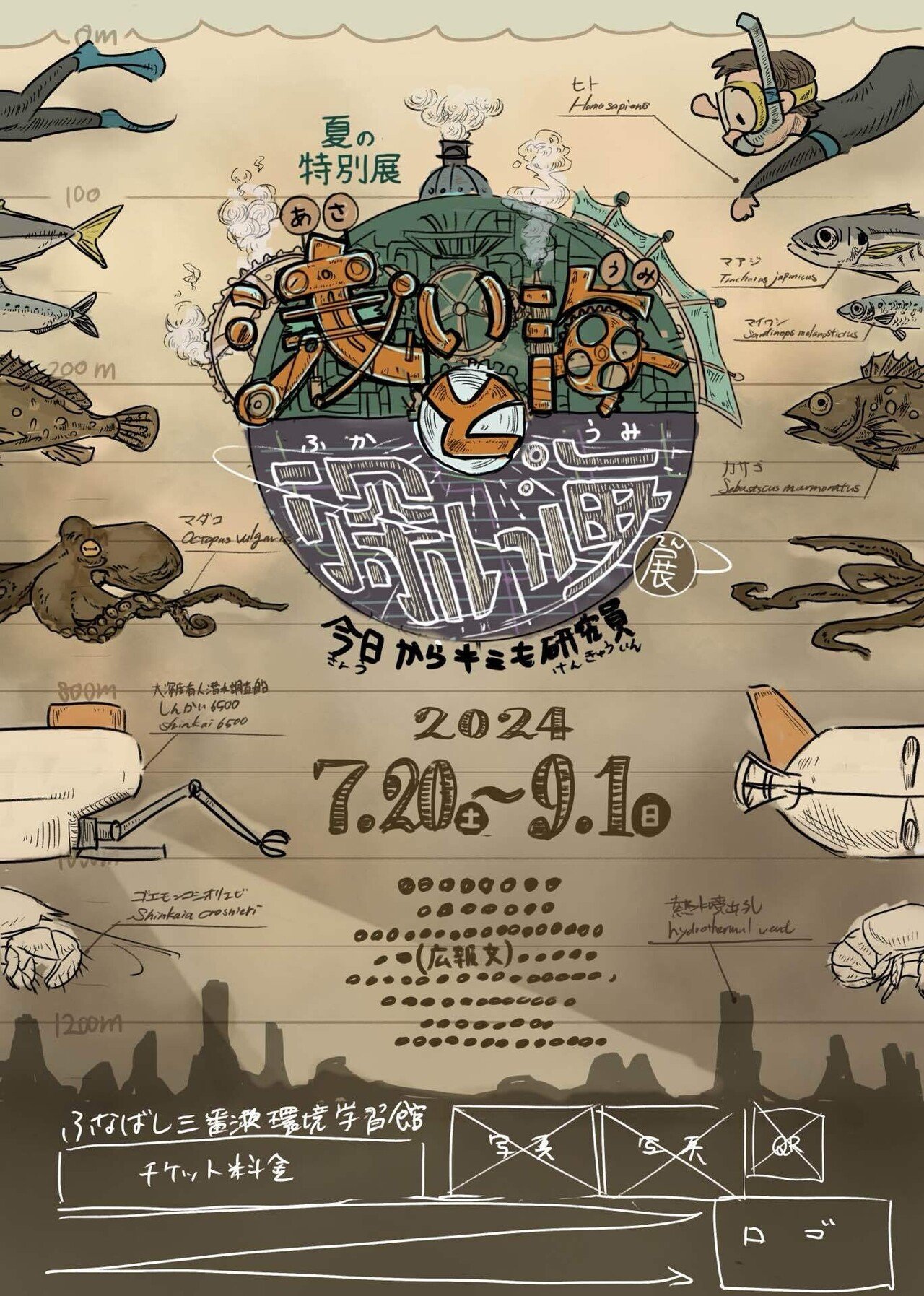 ポスターのお仕事「夏の特別展 浅い海と深い海展」｜ノーチのしっぽ研究所