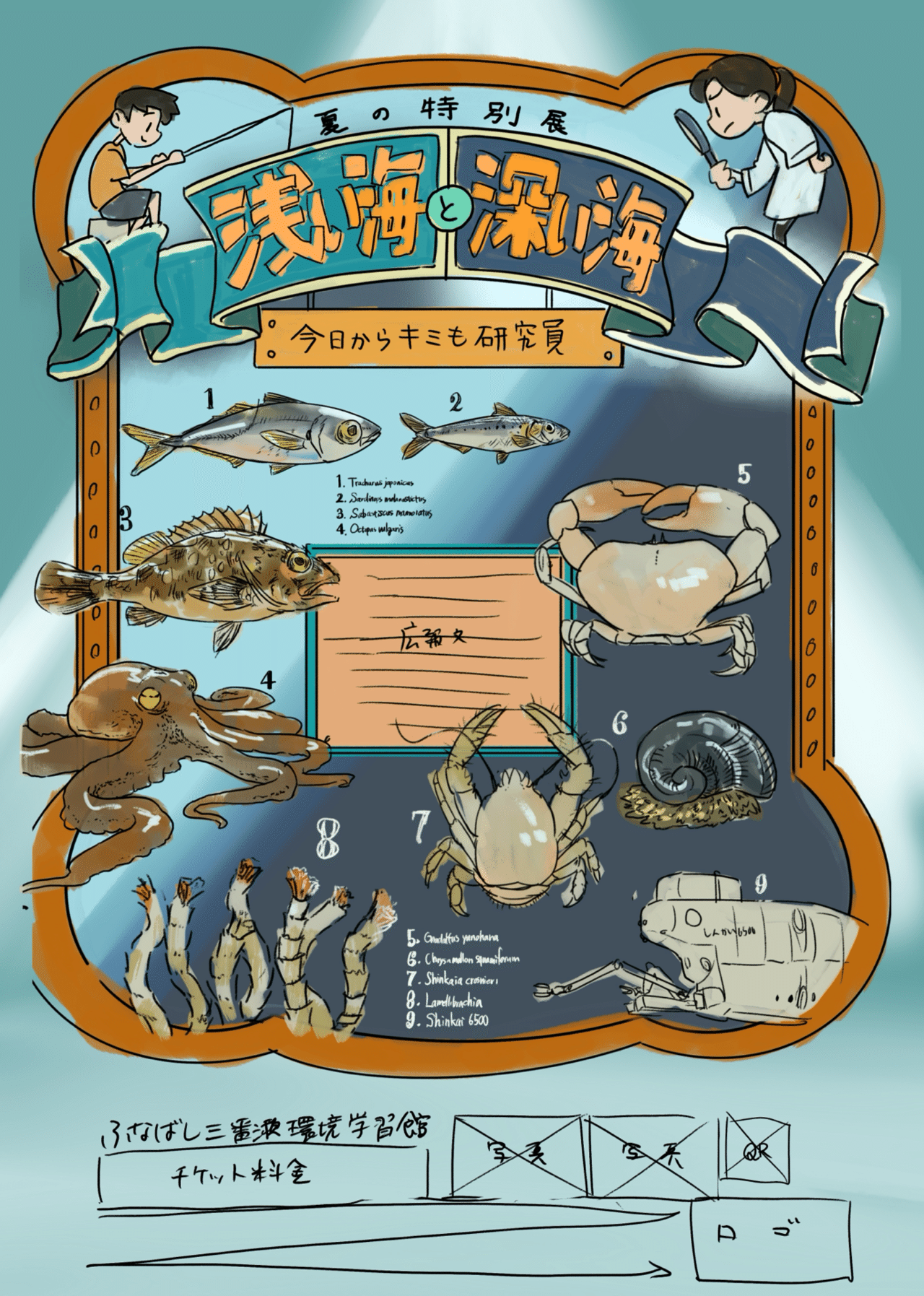 ポスターのお仕事「夏の特別展 浅い海と深い海展」|ノーチのしっぽ研究所 ポスターのお仕事「夏の特別展 浅い海と深い海展」|ノーチのしっぽ研究所