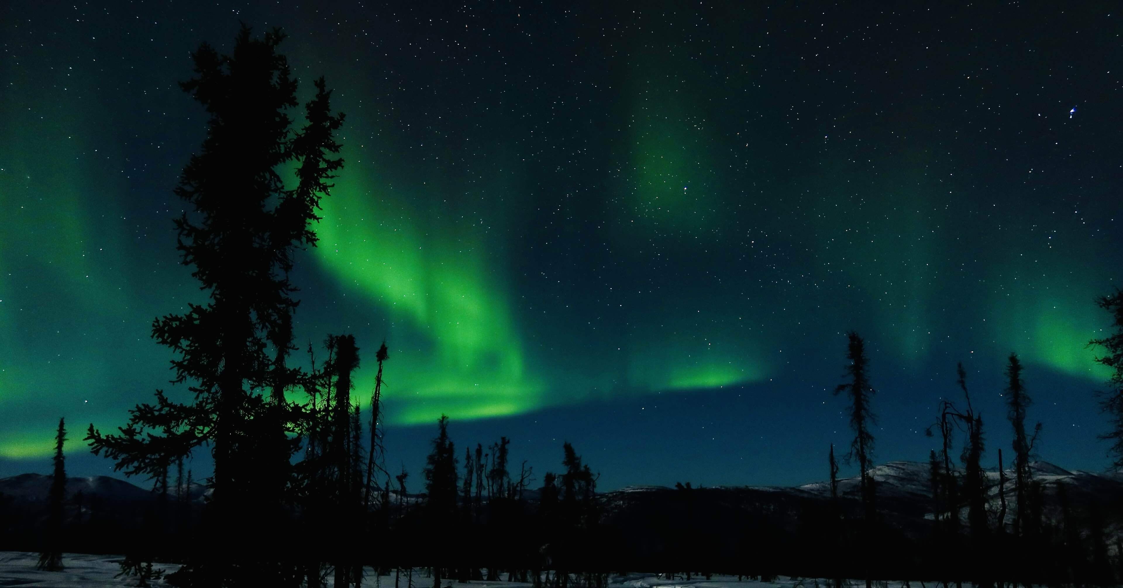 アラスカのデナリにかかる赤いオーロラの幻想絵画 アラスカのデナリに