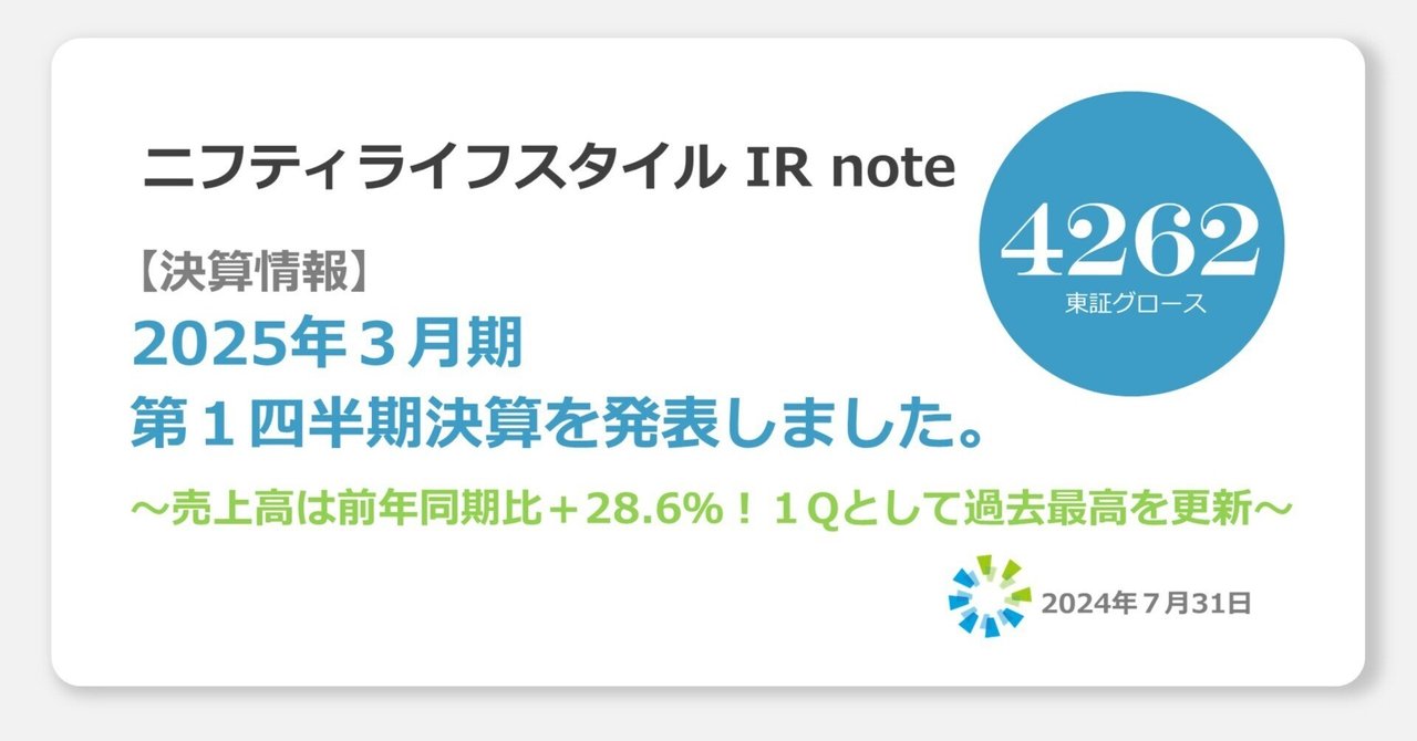 ニフティライフスタイル/本日、2025年3月期 第1四半期決算を