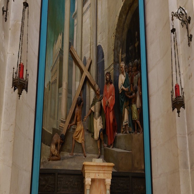 アンティーク　十字架の道行き　ヴィア・ドロローサ　三連祭壇 ヴィア・ドロローサ第11留－第13留（イエスが十字架に処せられる