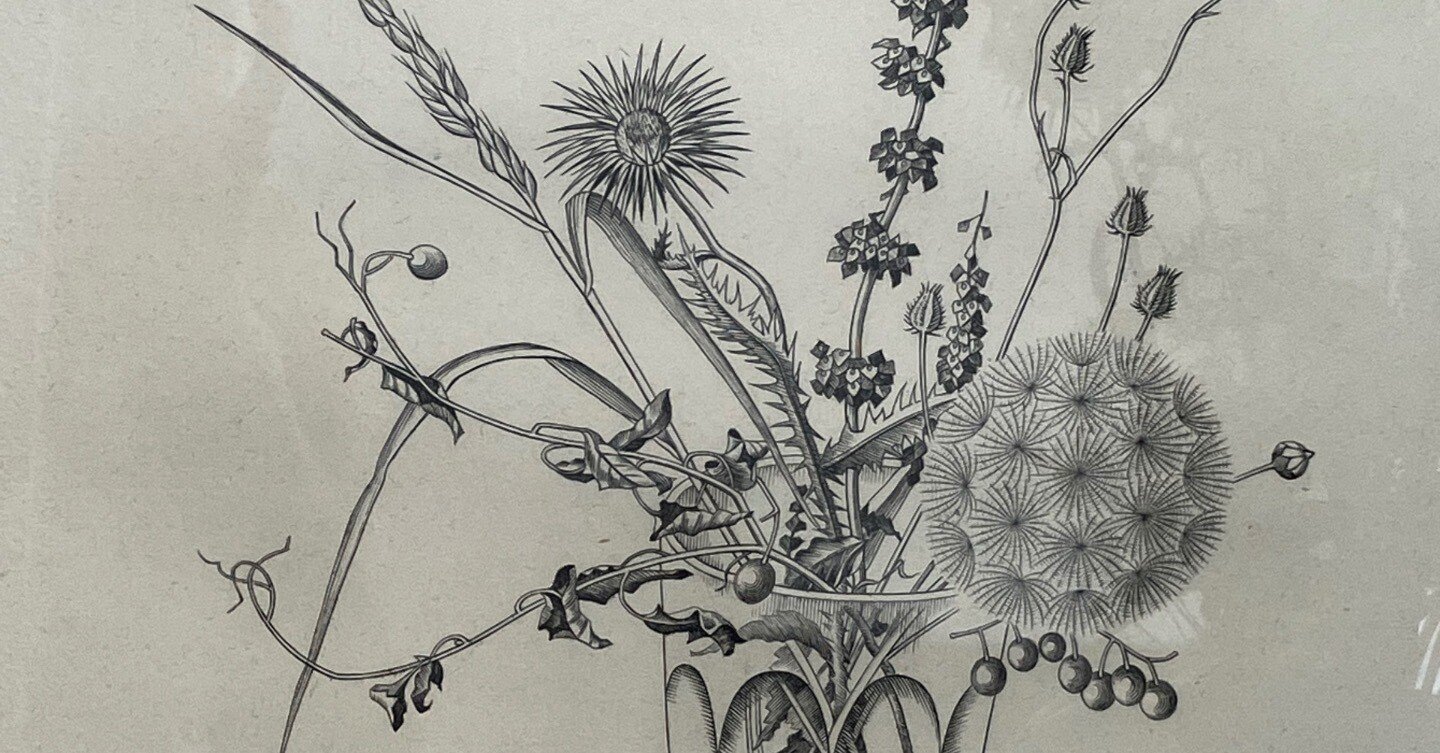 長谷川潔の銅版画　コップに挿した野花　美品 221f462685e9192a528330bff3ed62