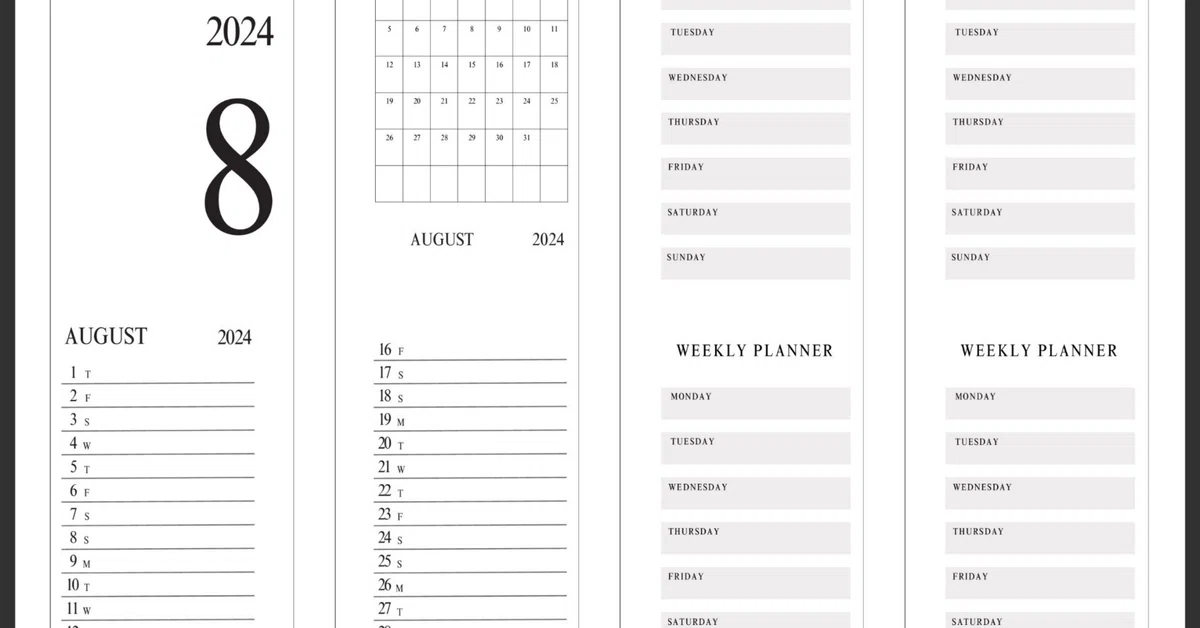 August Monthly DIY Refill Free Download: M5/M6/M3/Date Sheet｜note1015