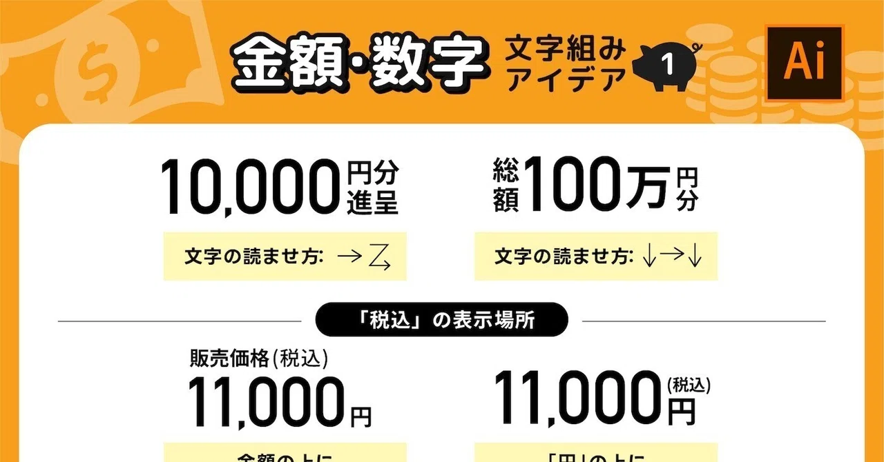 金額・数字の文字組みアイデア集｜はる@デザイナー