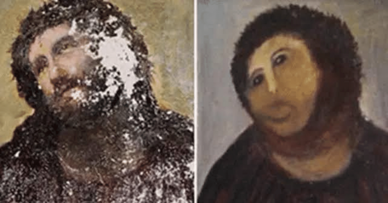 キリストのフレスコ画修復の誤解 芸術と祈り｜nyalra