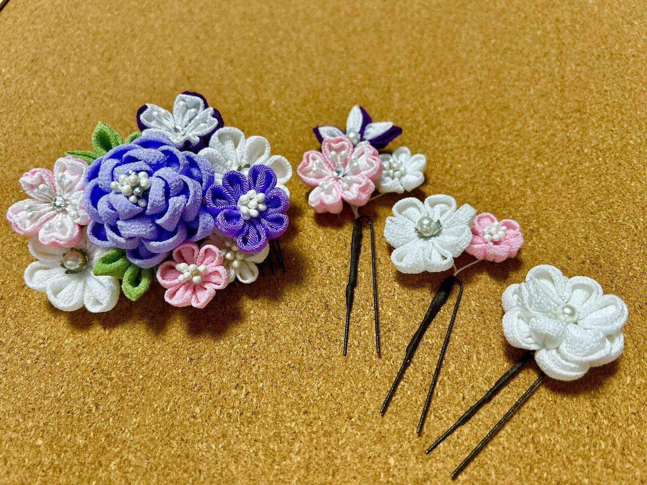 娘の成人のつどいに向けて準備する④つまみ細工の髪飾り、ラスト！｜とい