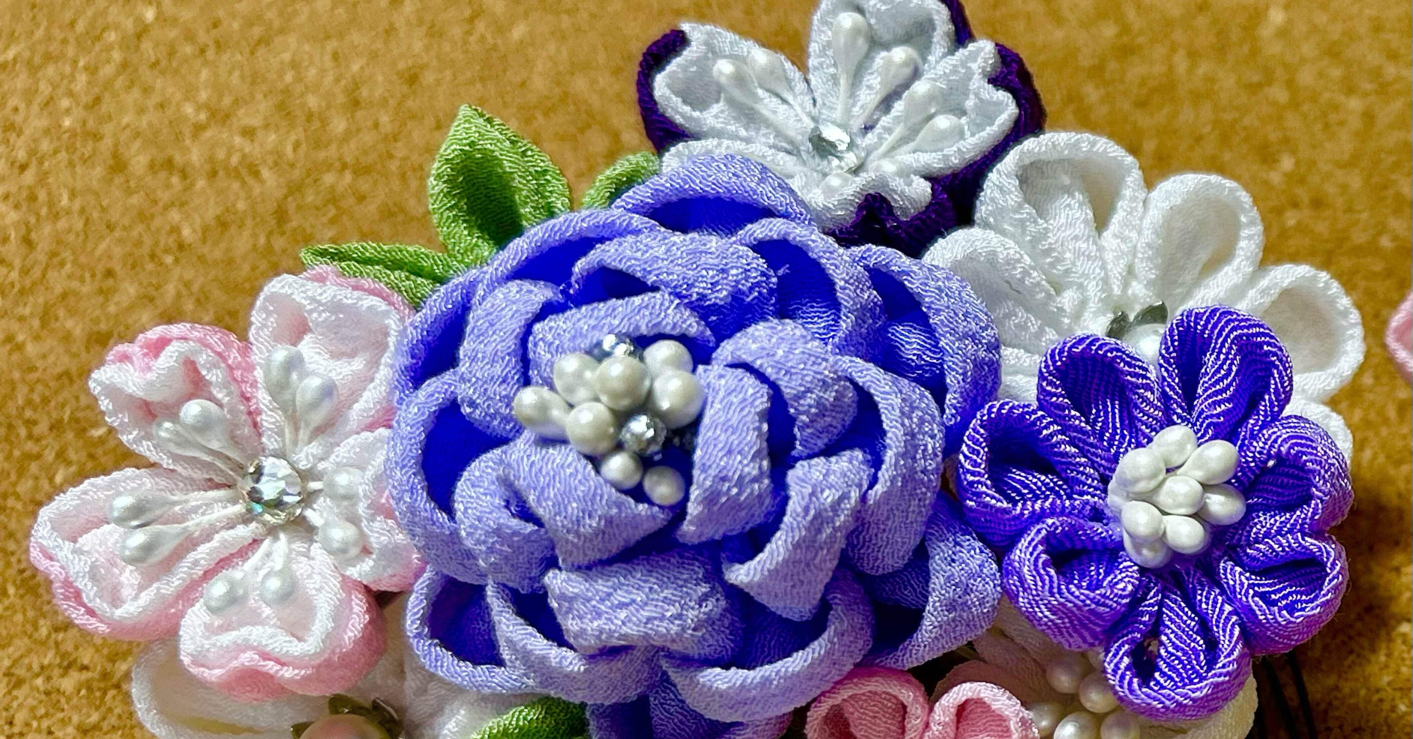 娘の成人のつどいに向けて準備する④つまみ細工の髪飾り、ラスト！｜とい