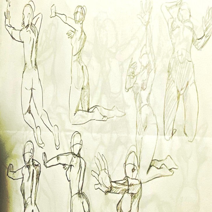 イラスト作品　クロッキー 1日25分クロッキーを1週間くらいやった｜子島づー