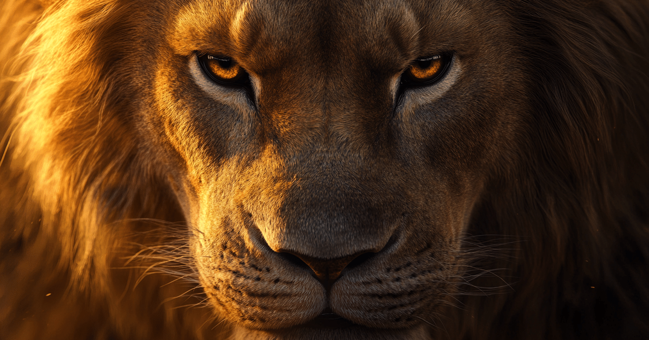 Midjourneyプロンプト：迫力のあるライオンの顔｜AI情報誌 KENTO