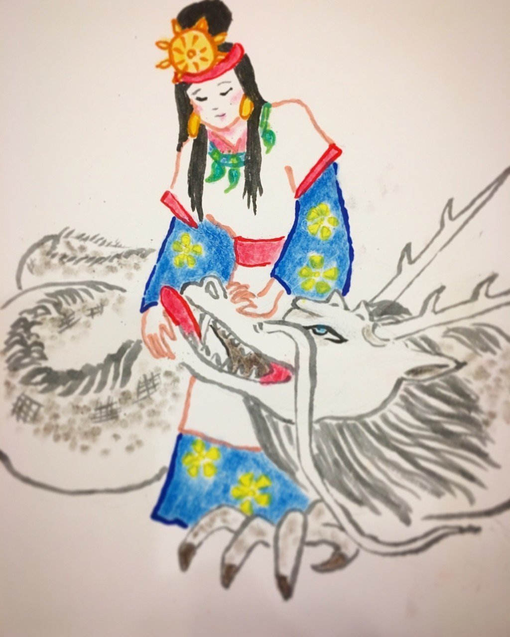 善女龍王（瀬織津姫＆白龍大神） 鉛筆画