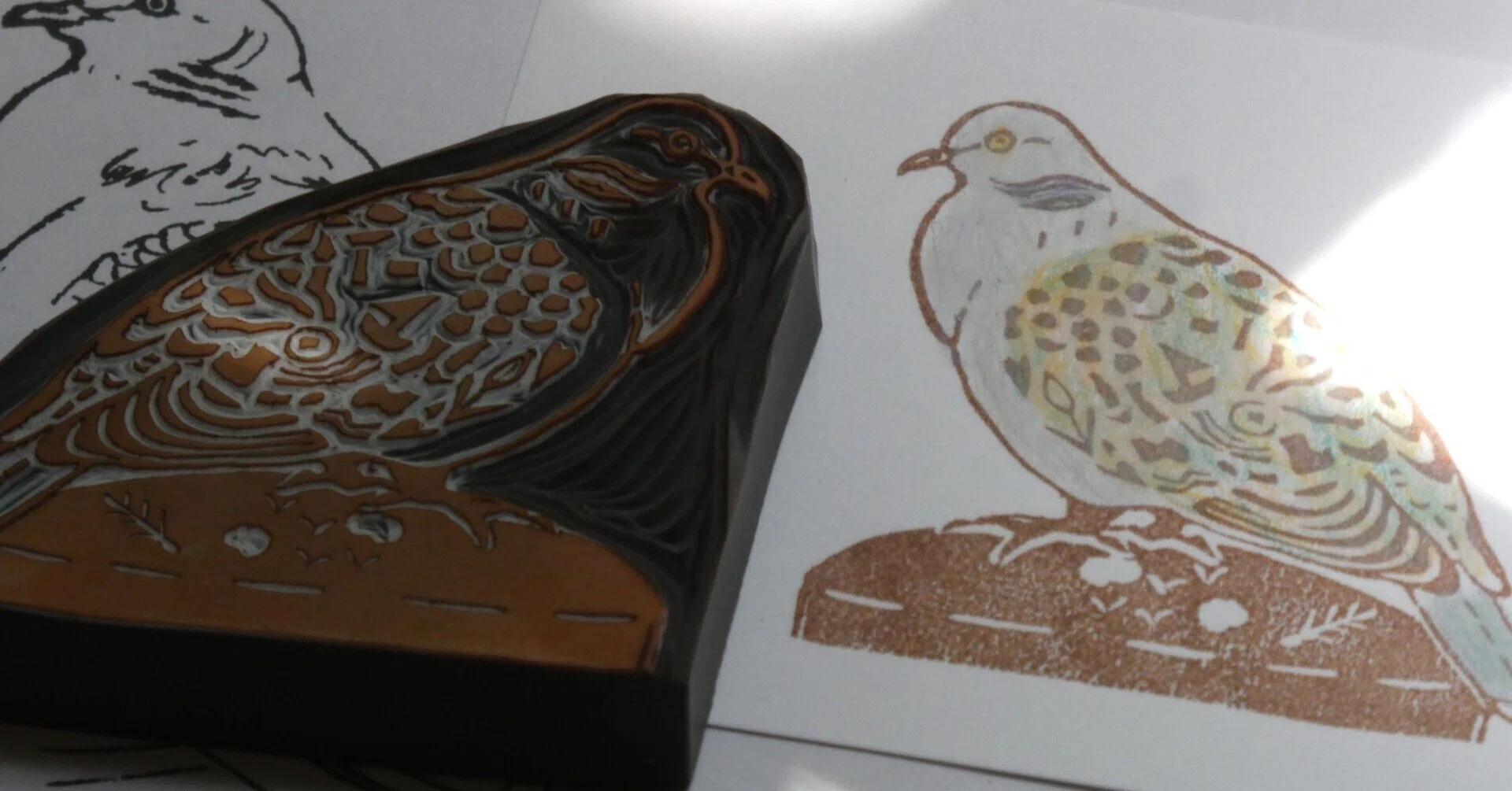豆袋の野鳥印（その20）8月『キジバト』｜余白珈琲